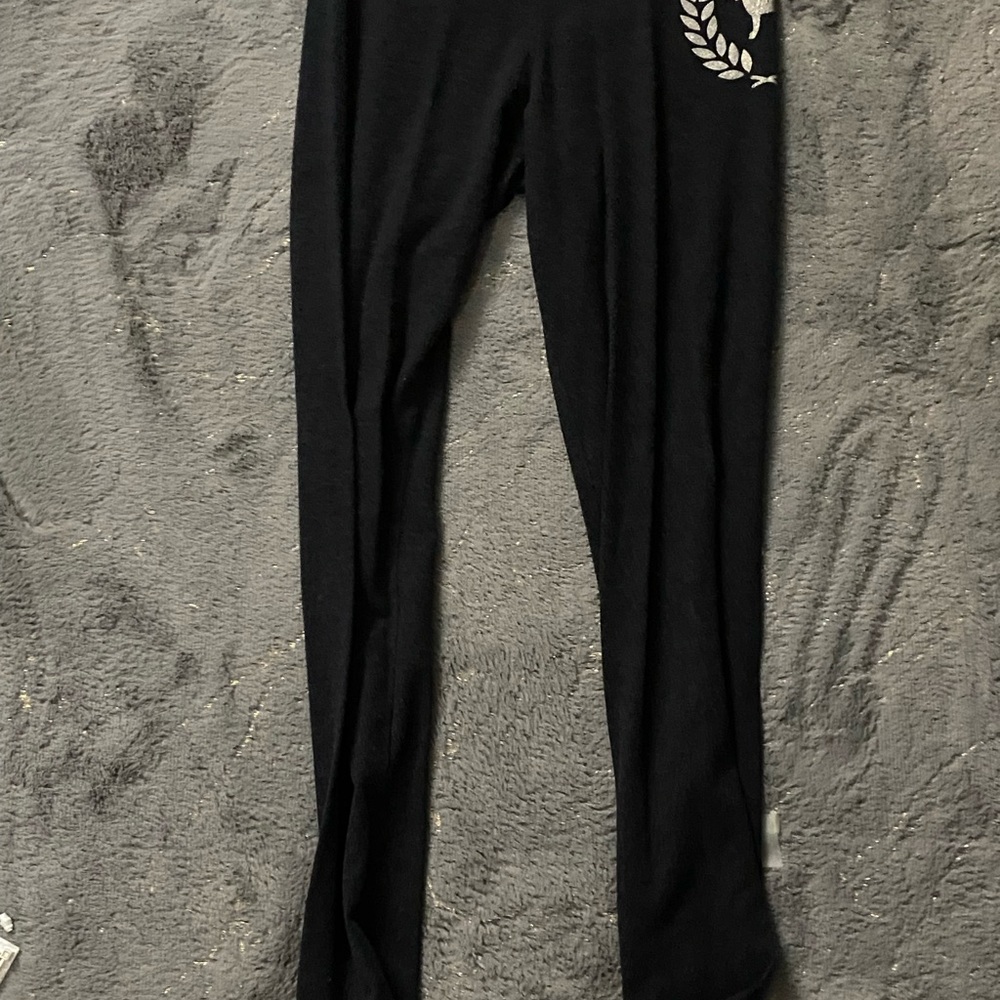Victoria's Secret Black Leggings with Pink Label